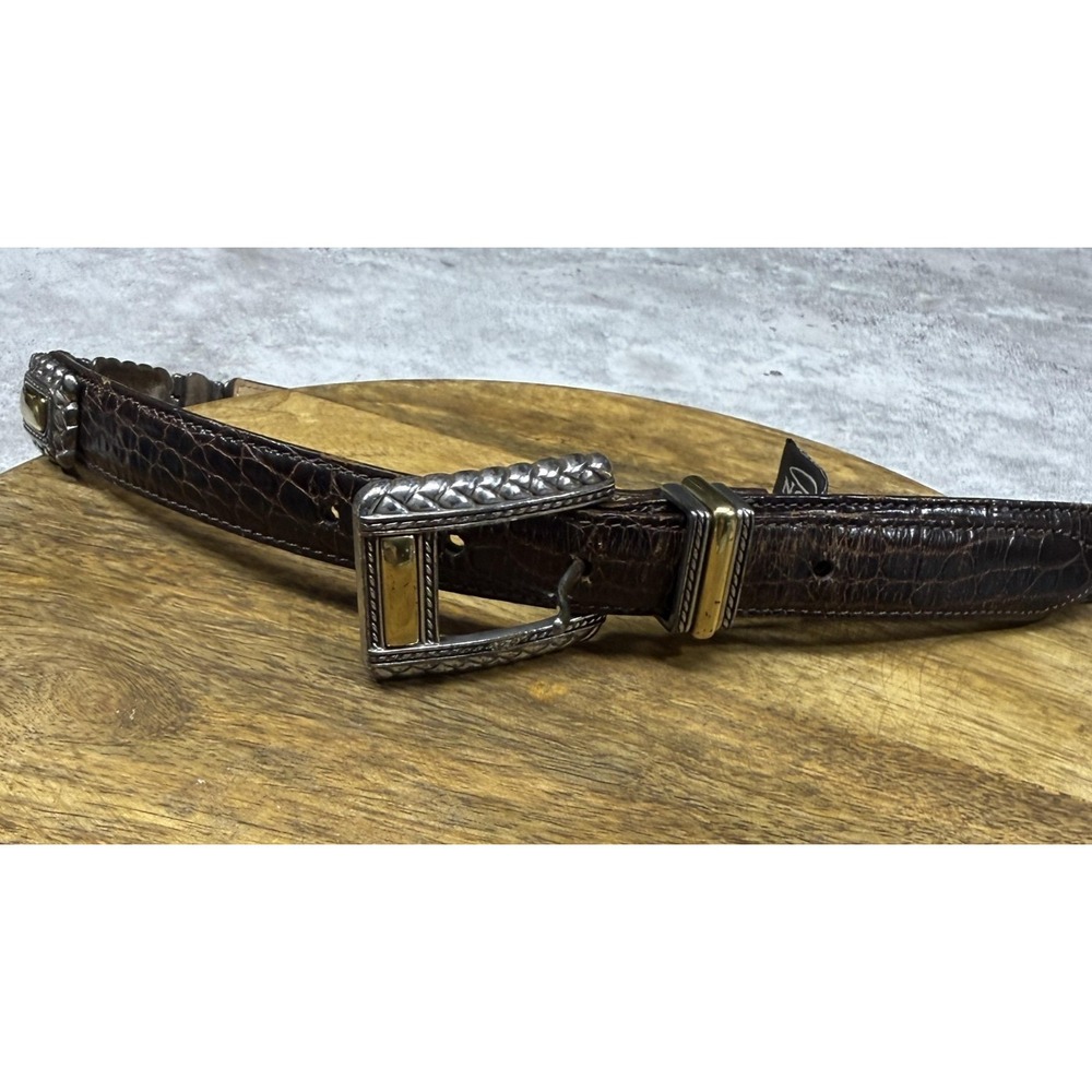 Brighton Belt Womens Small Brown Leather Western Textured Two Tone Buckle 44209